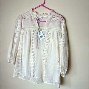 NWT Catherine Malandrino Cream Lace Blouse